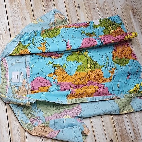 Vintage ZIPCODE 1992 World Map All Over Print Single Stitch Shirt M RARE EUC - Picture 7 of 9